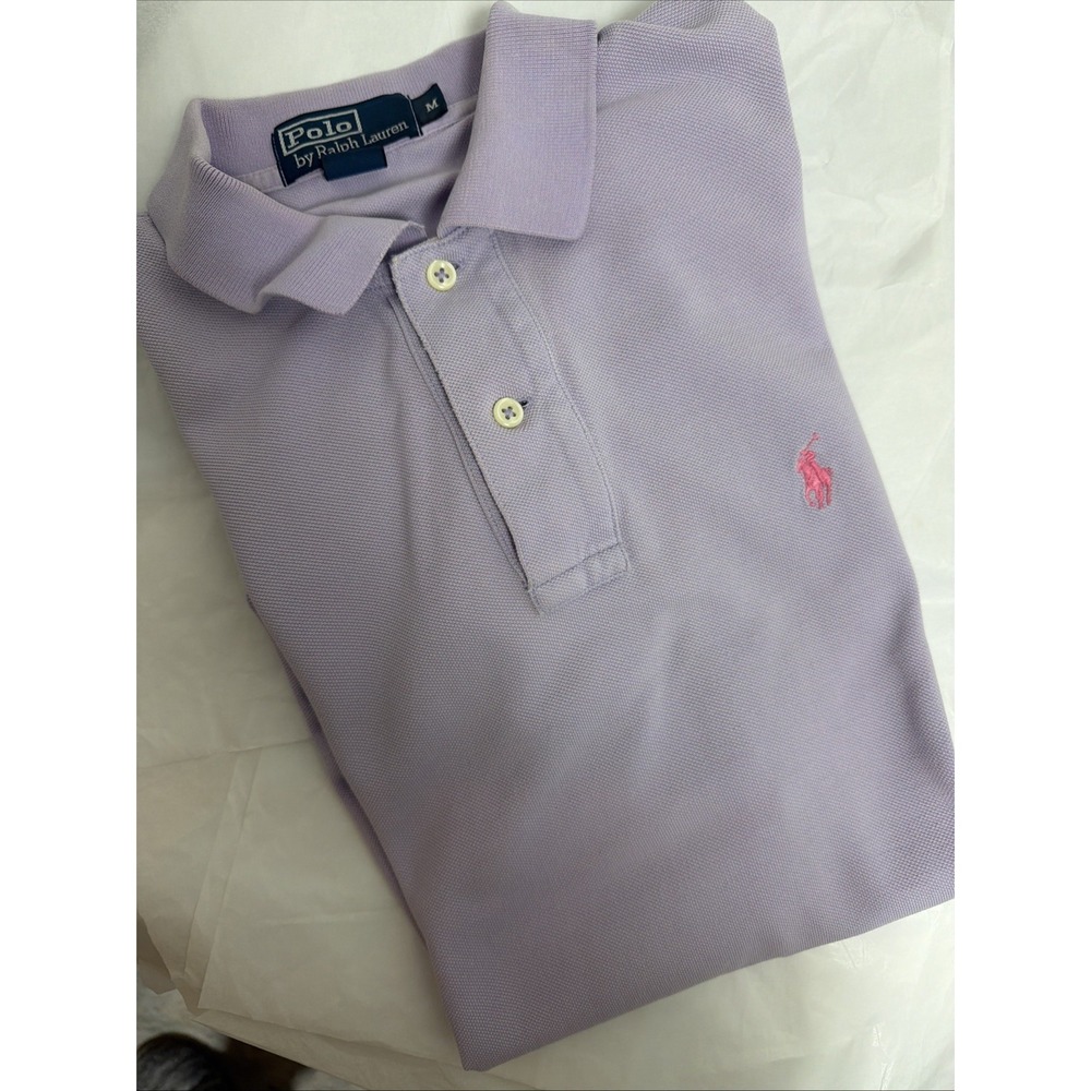 Polo By Ralph Lauren Men's SS Collar Cotton Pony Med. 1/4 Button Polo Purple